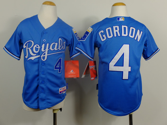 Youth Kansas City Royals #4 Gordon Light Blue MLB Jerseys->youth mlb jersey->Youth Jersey